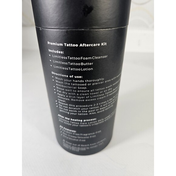 Limitless Premium Tattoo Aftercare Kit  Set of 3 Pieces Cleanser, Butter, Lotion - Picture 6 of 9